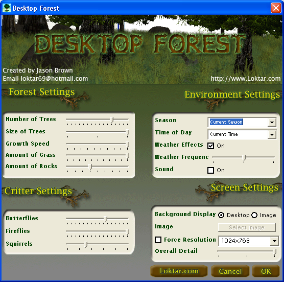 Forest Screen Saver Settings